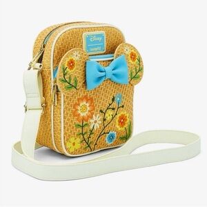 Loungefly Disney Minnie Ears Raffia Floral Crossbody Bag - BoxLunch Exclusive